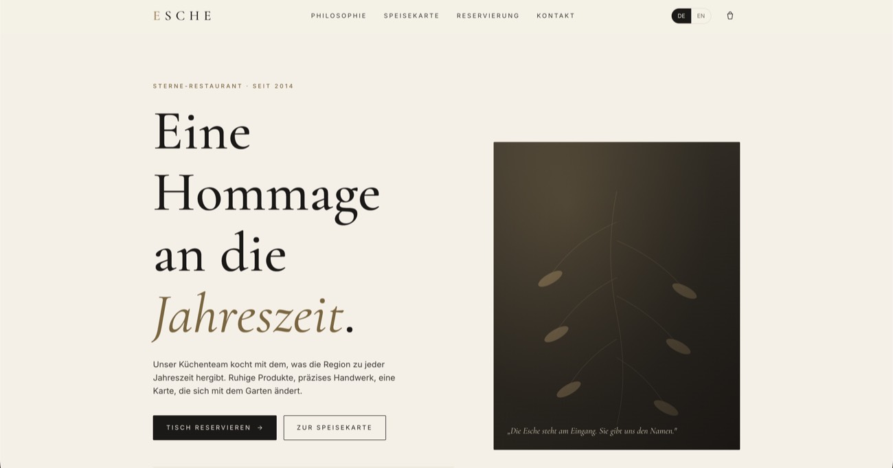 Vorschau der Esche Restaurant Demo-Website